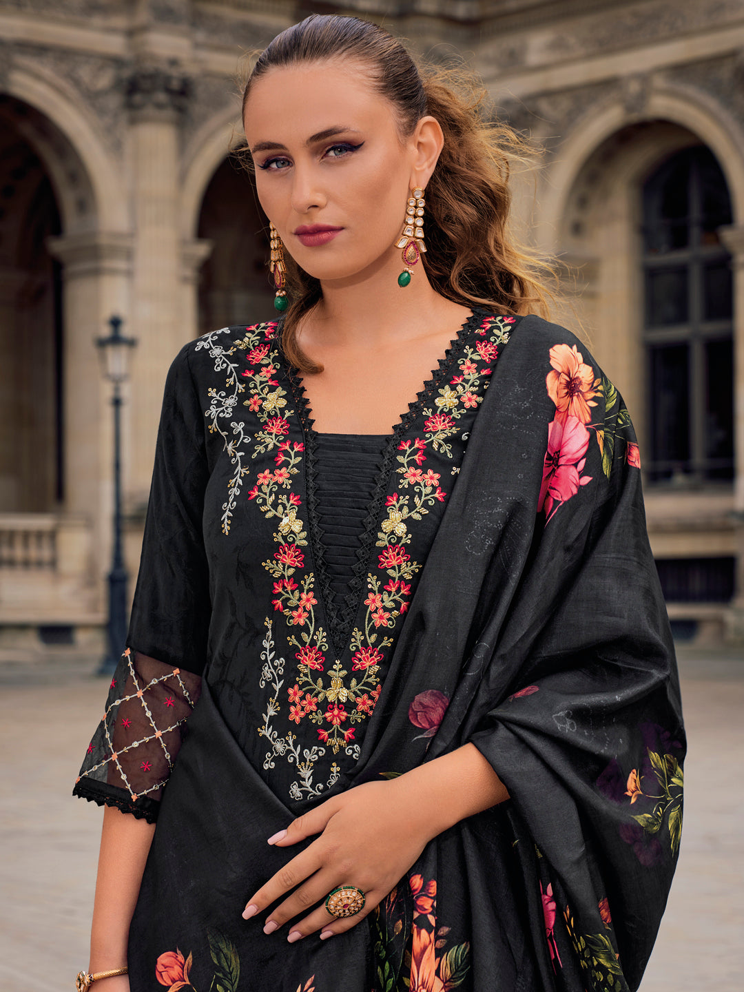 Women Silk Blend Kurta Pant Dupatta Set - FitVibe Fashion