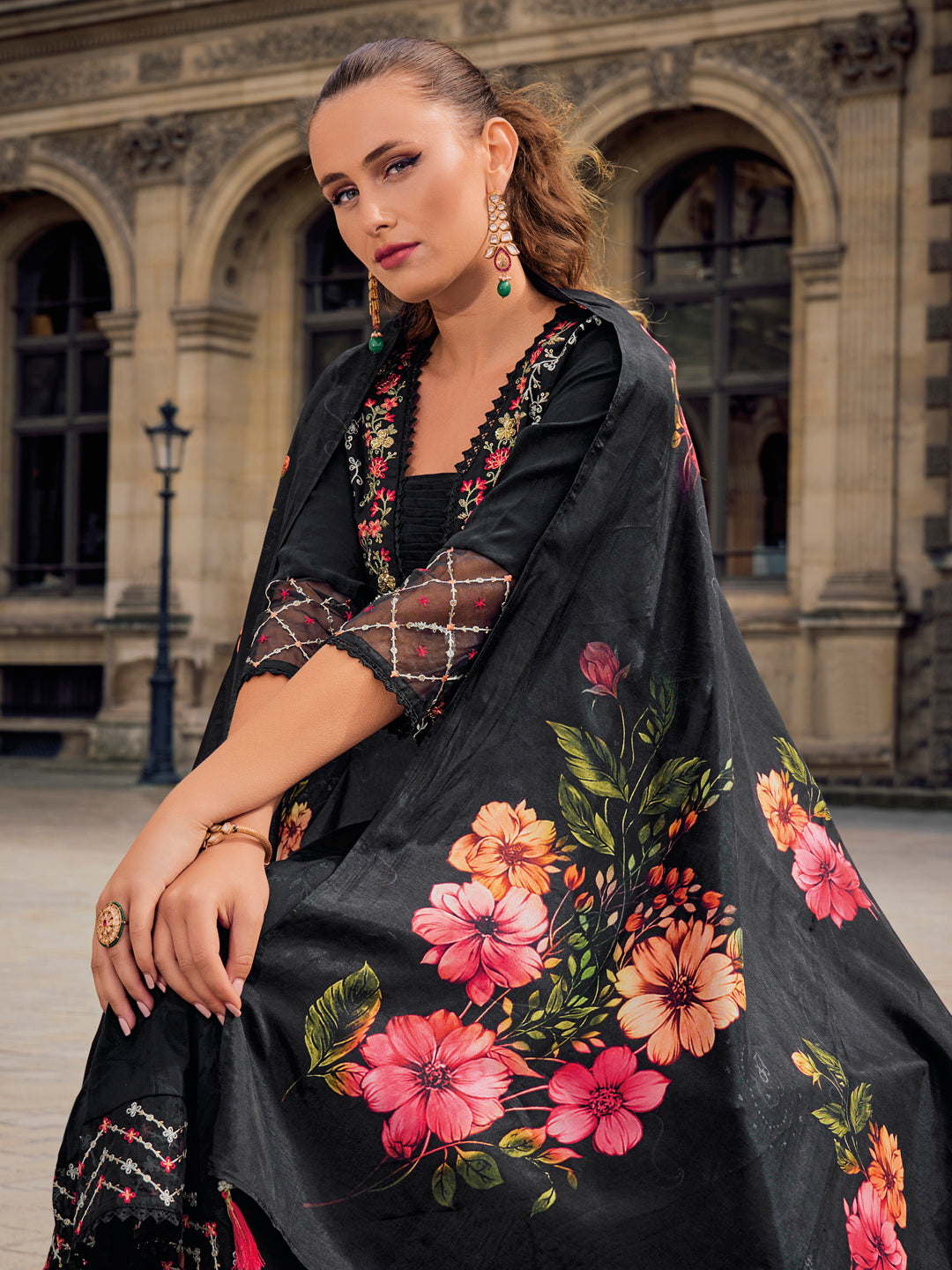 Women Silk Blend Kurta Pant Dupatta Set - FitVibe Fashion