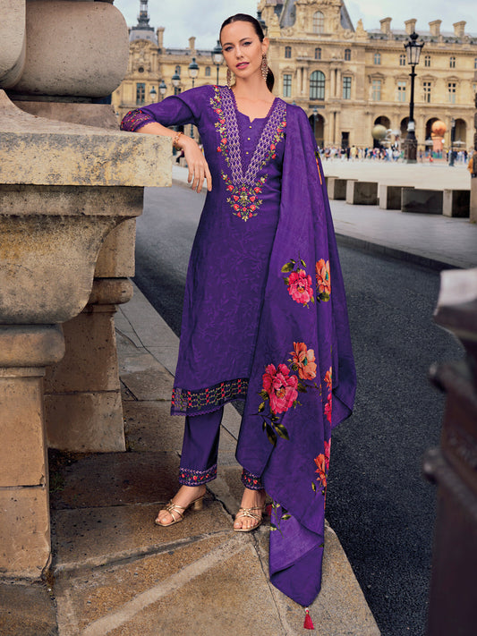 Women Silk Blend Kurta Pant Dupatta Set - FitVibe Fashion