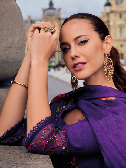 Women Silk Blend Kurta Pant Dupatta Set - FitVibe Fashion