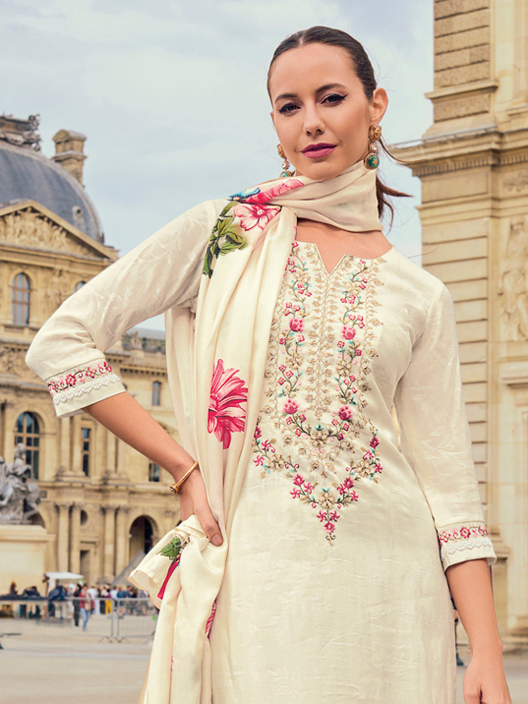 Women Silk Blend Kurta Pant Dupatta Set - FitVibe Fashion