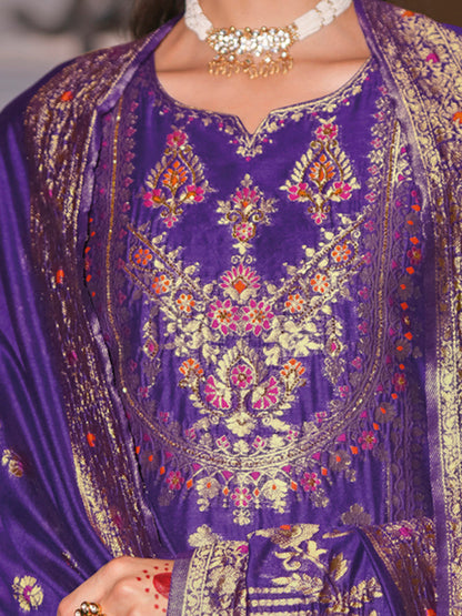 Women Silk Blend Kurta Pant Dupatta Set - FitVibe Fashion