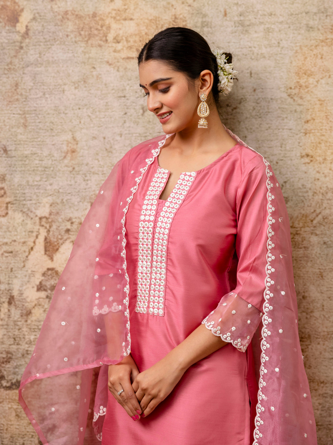 Svarnika Womens Silk Blend Kurta Pant Set Elegant Embroidered Ethnic Wear for Weddings and Festivals - FitVibe Fashion