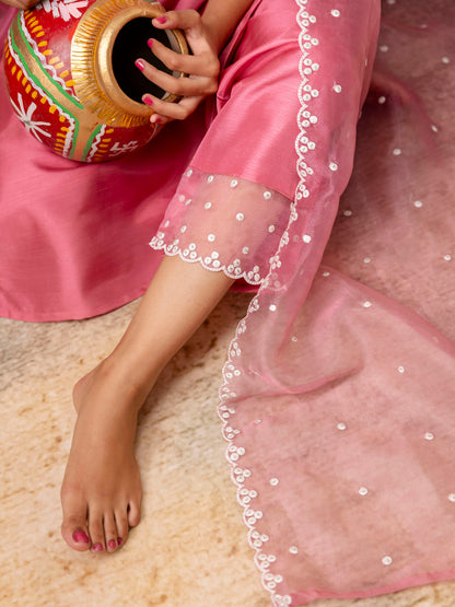 Women Kurta and Pant Sets Silk Blend  Fabric - FitVibe Fashion