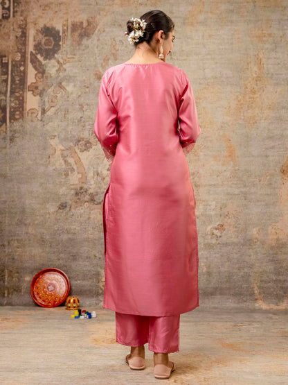 Women Kurta and Pant Sets Silk Blend  Fabric - FitVibe Fashion