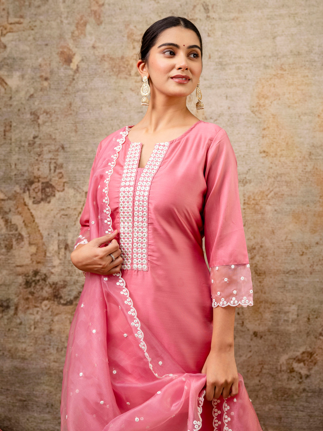 Women Kurta and Pant Sets Silk Blend  Fabric - FitVibe Fashion