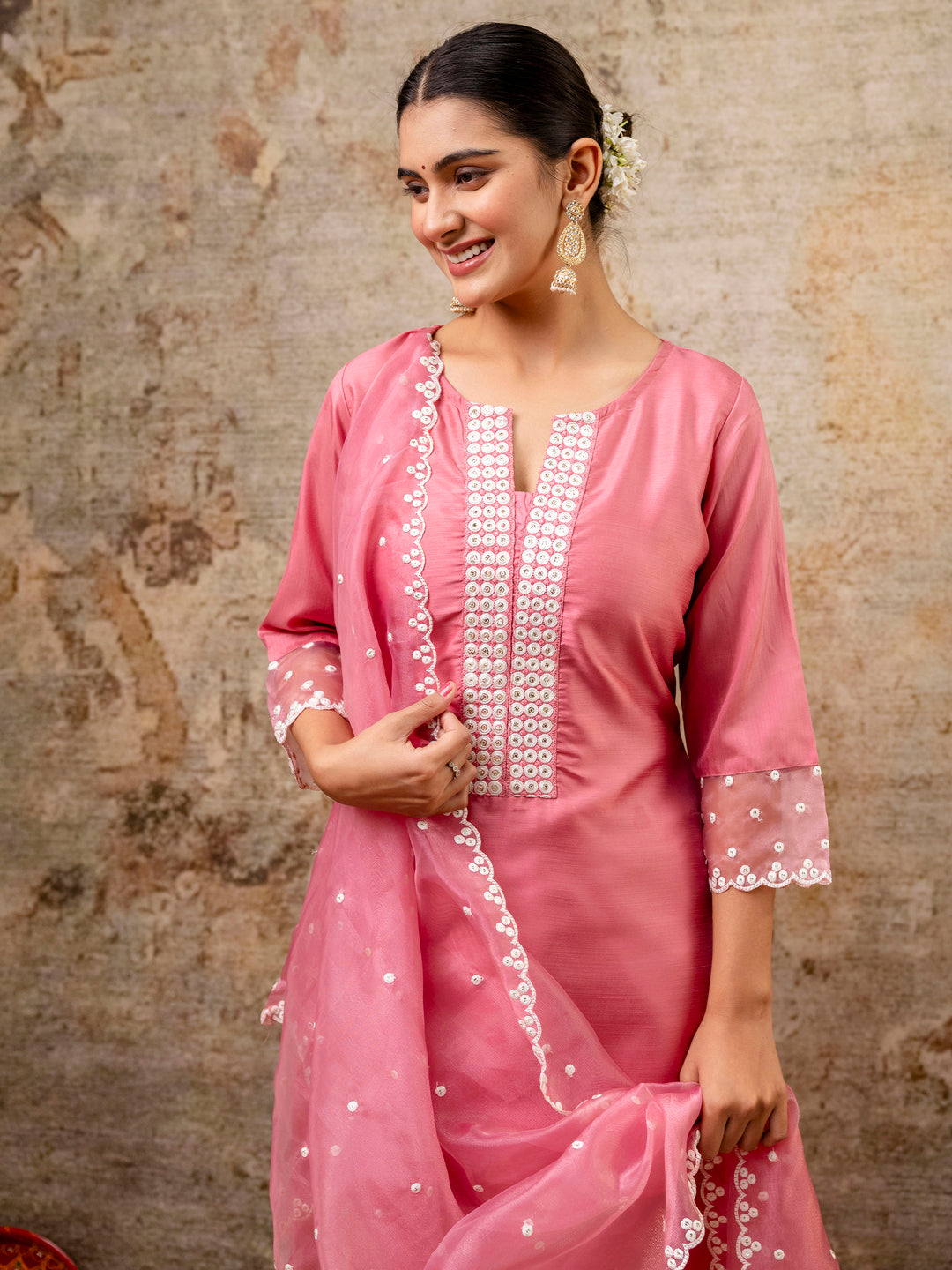 Svarnika Womens Silk Blend Kurta Pant Set Elegant Embroidered Ethnic Wear for Weddings and Festivals - FitVibe Fashion