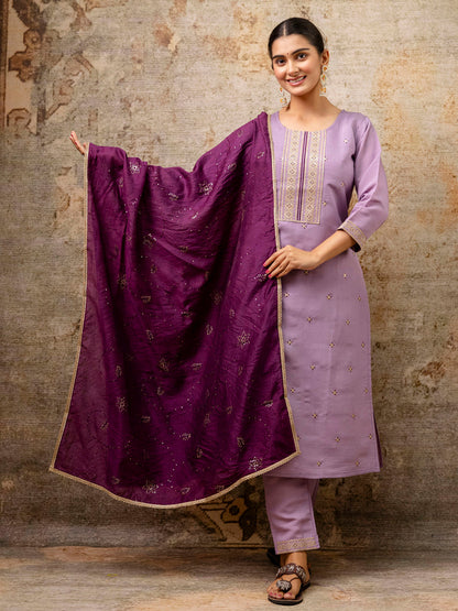 Women Kurta and Pant Sets Silk Blend Fabric - FitVibe Fashion
