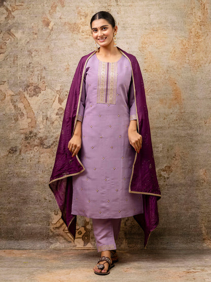 Women Kurta and Pant Sets Silk Blend Fabric - FitVibe Fashion