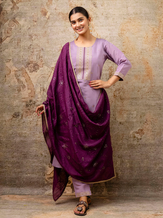 Women Kurta and Pant Sets Silk Blend Fabric - FitVibe Fashion