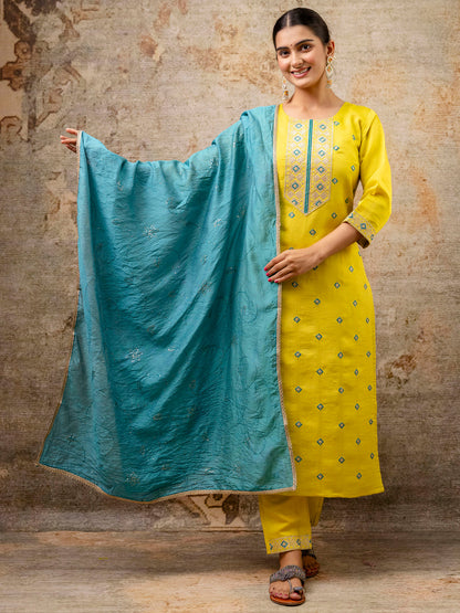 Women Kurta and Pant Sets Silk Blend Fabric - FitVibe Fashion