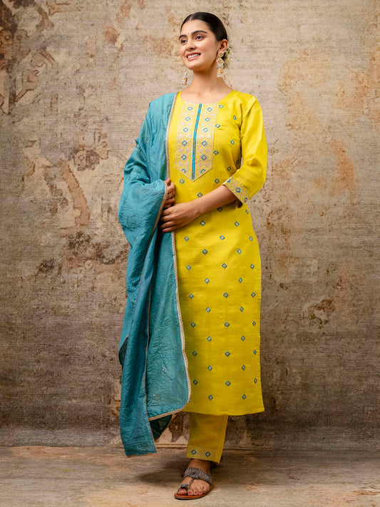 Women Kurta and Pant Sets Silk Blend Fabric - FitVibe Fashion