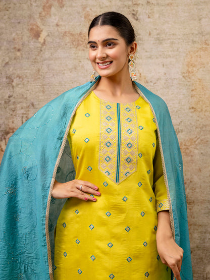 Women Kurta and Pant Sets Silk Blend Fabric - FitVibe Fashion