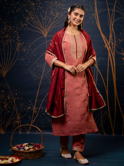 Women Kurta and Pant Sets Silk Blend Fabric - FitVibe Fashion