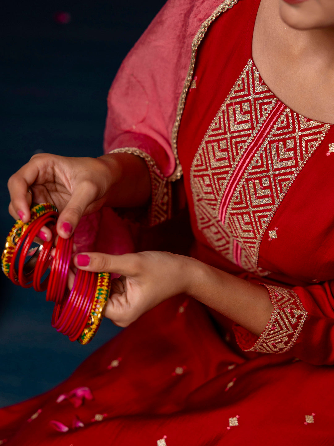 Women Kurta and Pant Sets Silk Blend Fabric - FitVibe Fashion