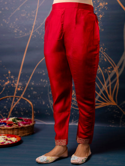 Women Kurta and Pant Sets Silk Blend Fabric - FitVibe Fashion