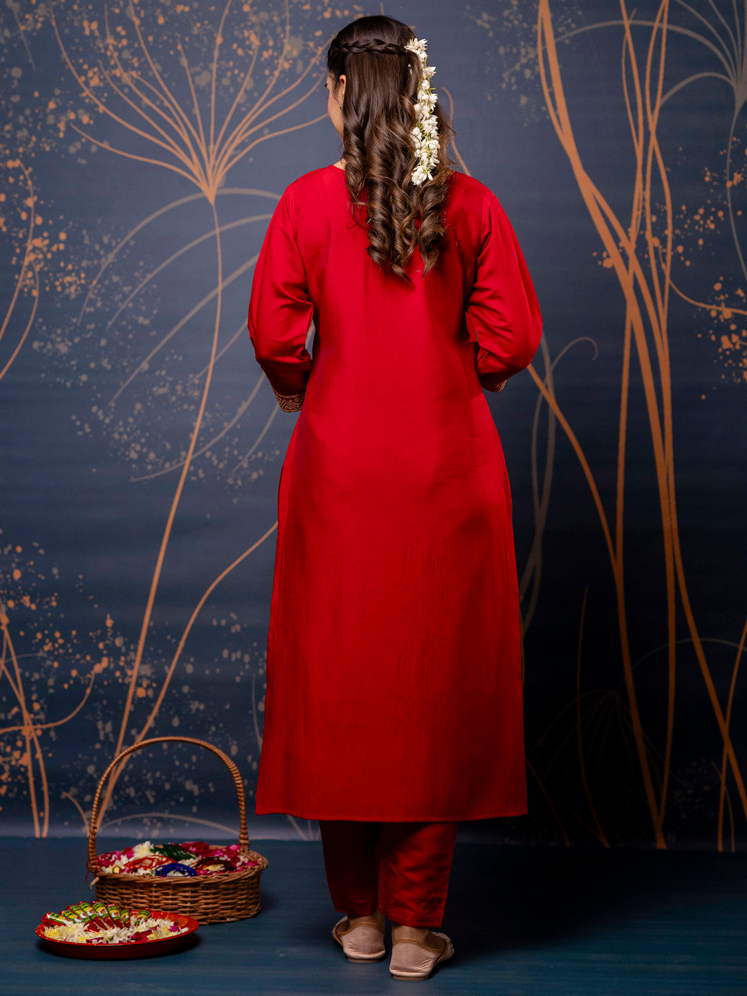 Women Kurta and Pant Sets Silk Blend Fabric - FitVibe Fashion