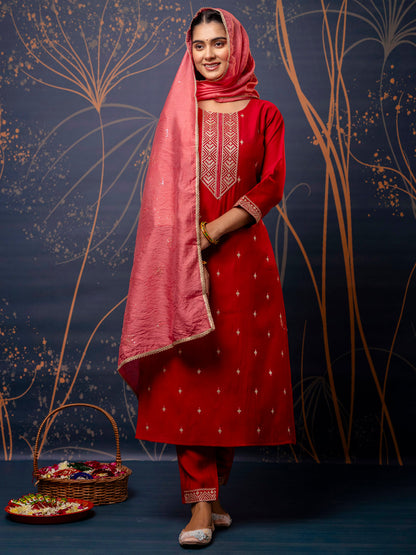 Women Kurta and Pant Sets Silk Blend Fabric - FitVibe Fashion