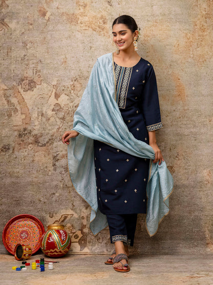 Women Kurta and Pant Sets Silk Blend Fabric - FitVibe Fashion
