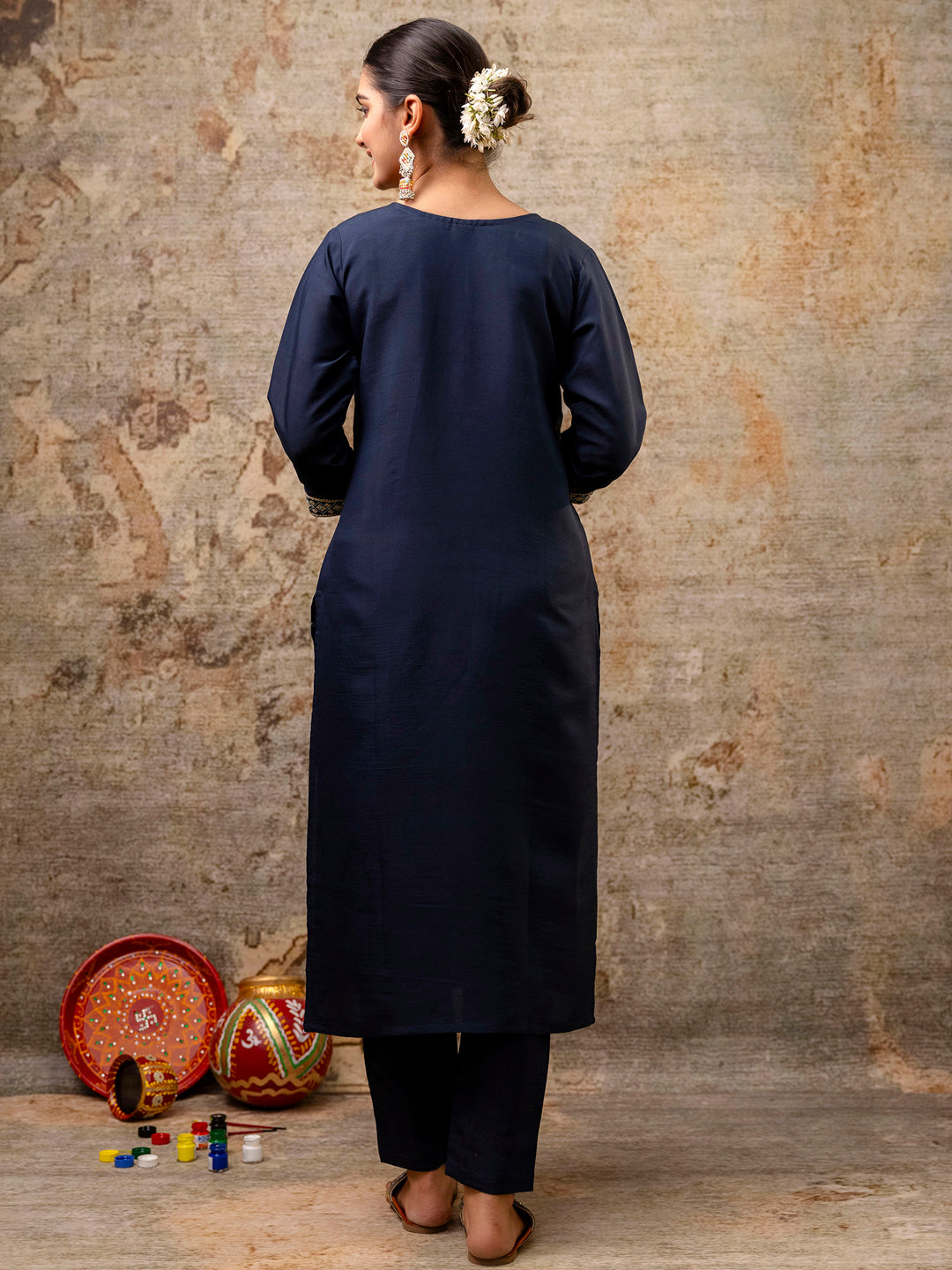 Women Kurta and Pant Sets Silk Blend Fabric - FitVibe Fashion
