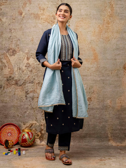 Women Kurta and Pant Sets Silk Blend Fabric - FitVibe Fashion