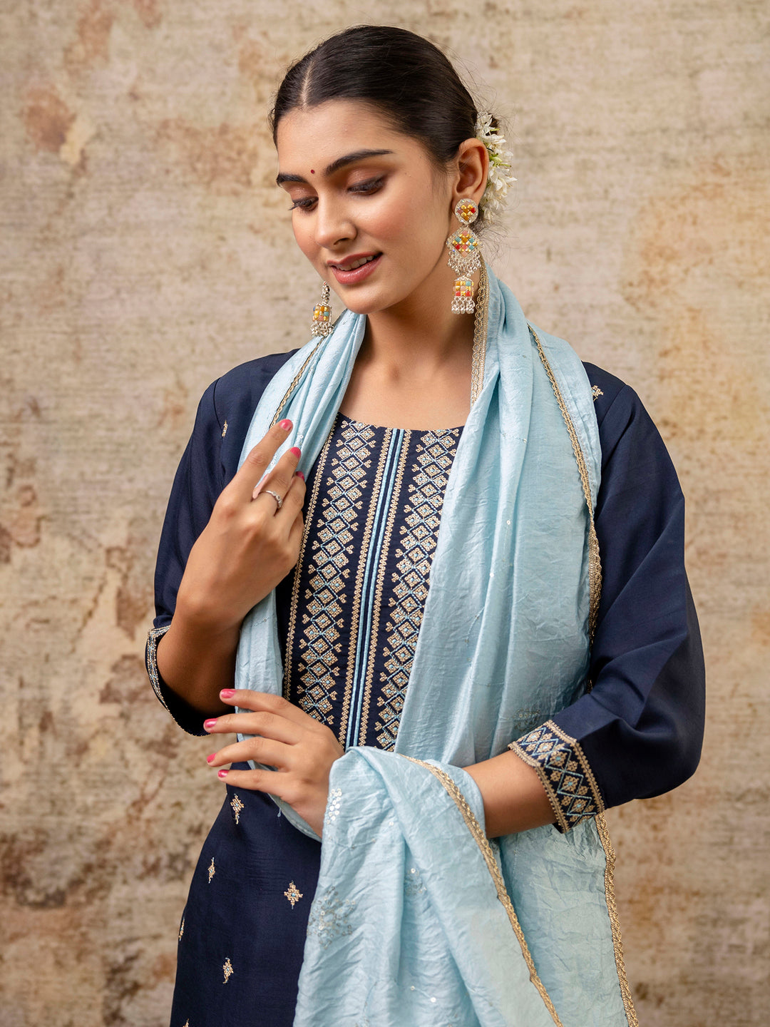 Women Kurta and Pant Sets Silk Blend Fabric - FitVibe Fashion