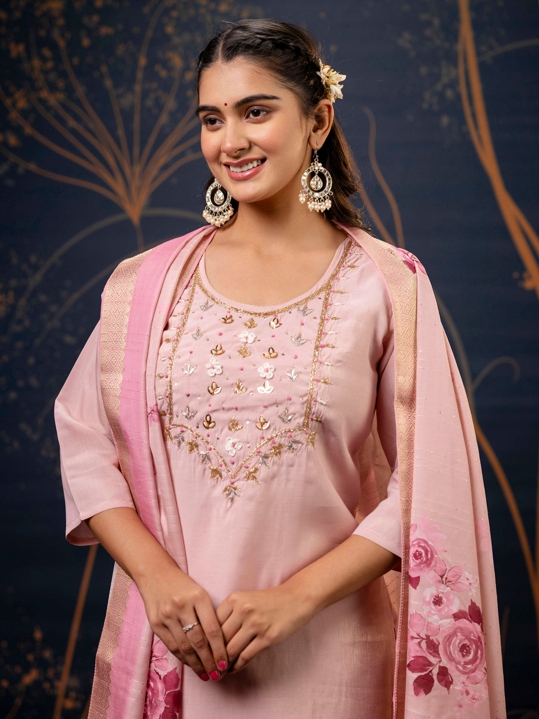 Women Kurta and Pant Sets Simar Silk fabric - FitVibe Fashion