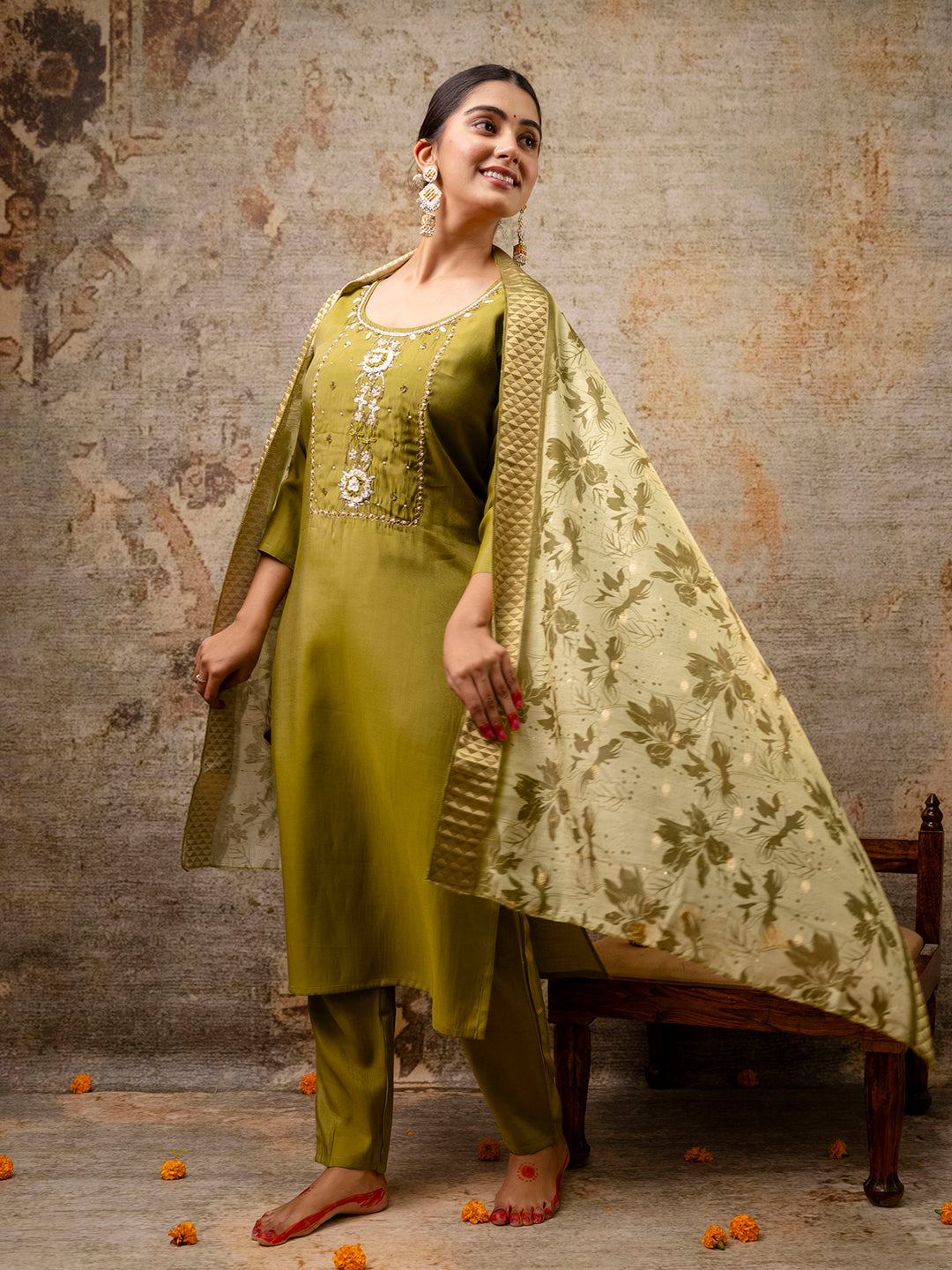 Women Kurta and Pant Sets Simar Silk fabric - FitVibe Fashion