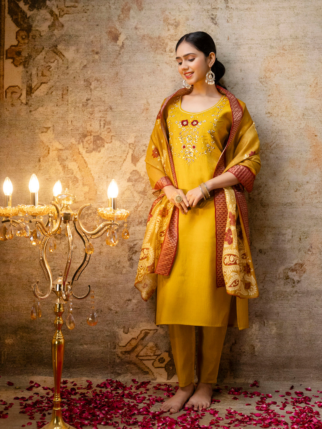 Women Kurta and Pant Sets Simar Silk fabric - FitVibe Fashion