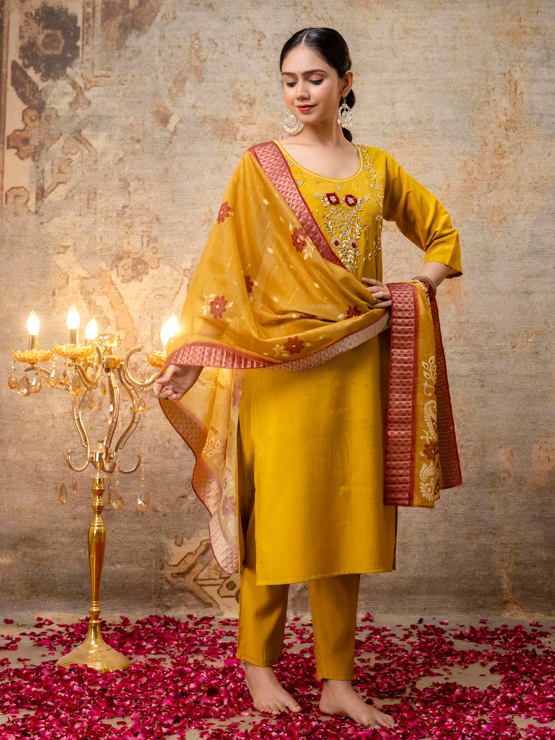 Women Kurta and Pant Sets Simar Silk fabric - FitVibe Fashion