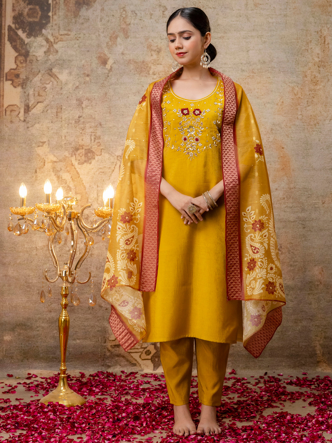 Women Kurta and Pant Sets Simar Silk fabric - FitVibe Fashion