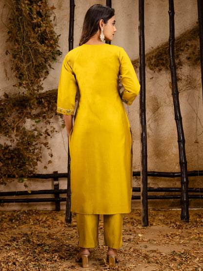 Women's Embroidered Viscose Rayon Calf Length Straight Kurta Trouser with Dupatta Set - FitVibe Fashion