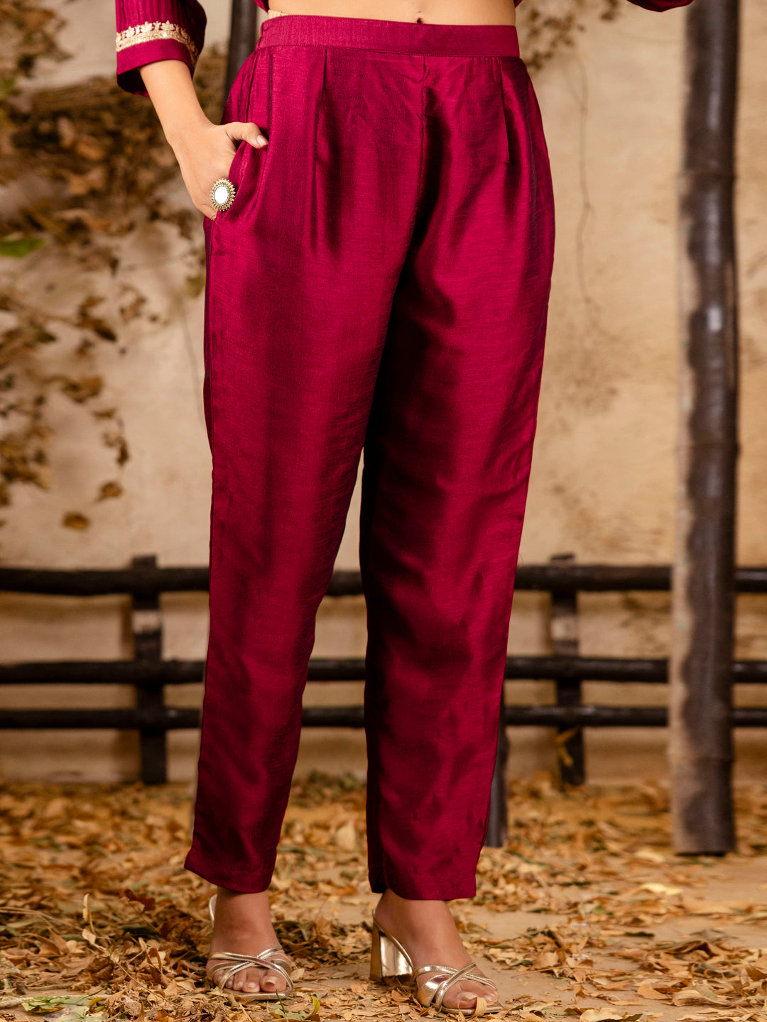 Women's Embroidered Silk Blend Anarkali Kurta Pant With Dupatta Set - FitVibe Fashion