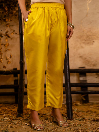 Anvi Women's Embroidered Silk Blend Calf Length Straight Kurta Trouser with Dupatta Set - FitVibe Fashion