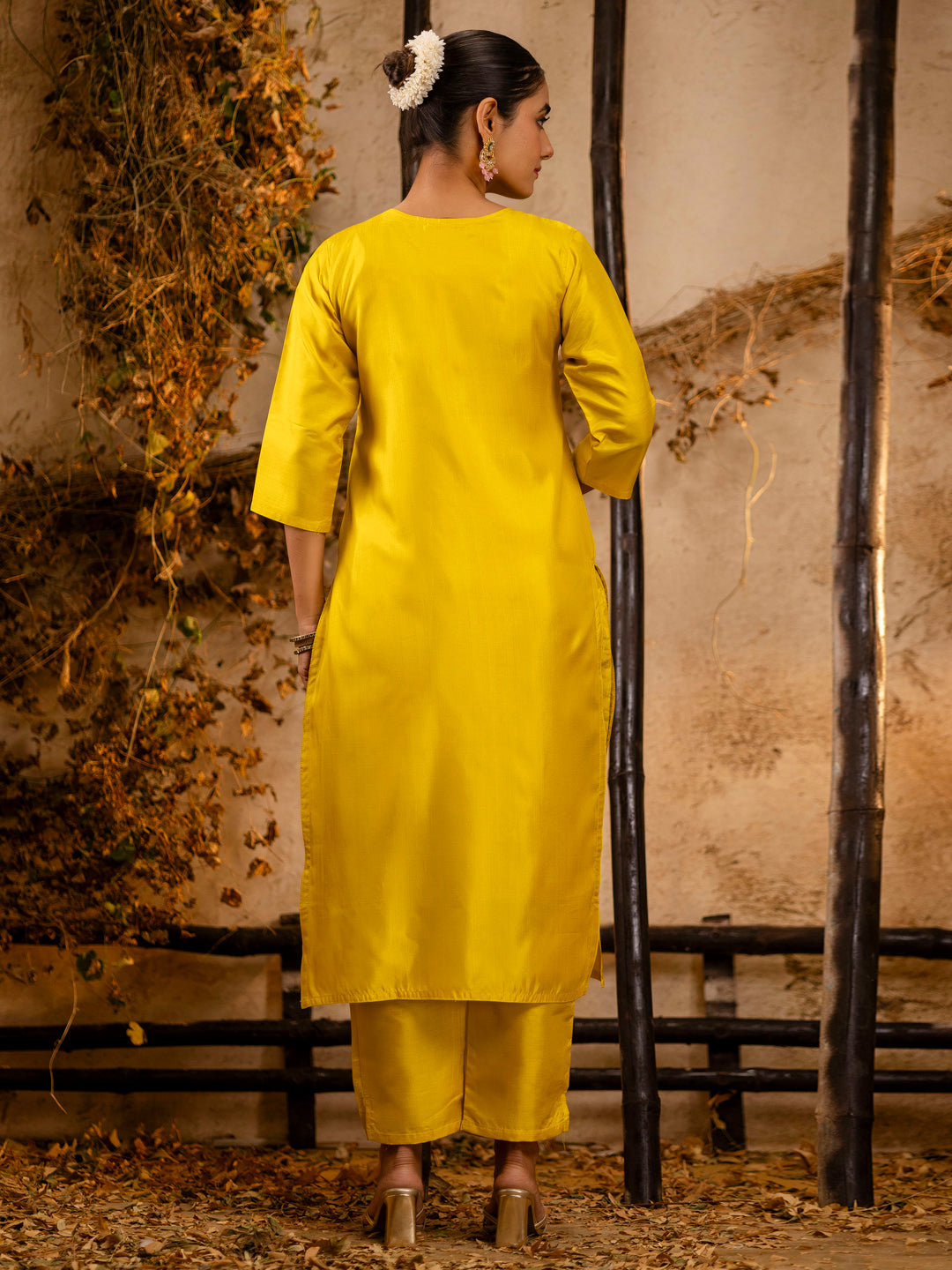 Anvi Women's Embroidered Silk Blend Calf Length Straight Kurta Trouser with Dupatta Set - FitVibe Fashion