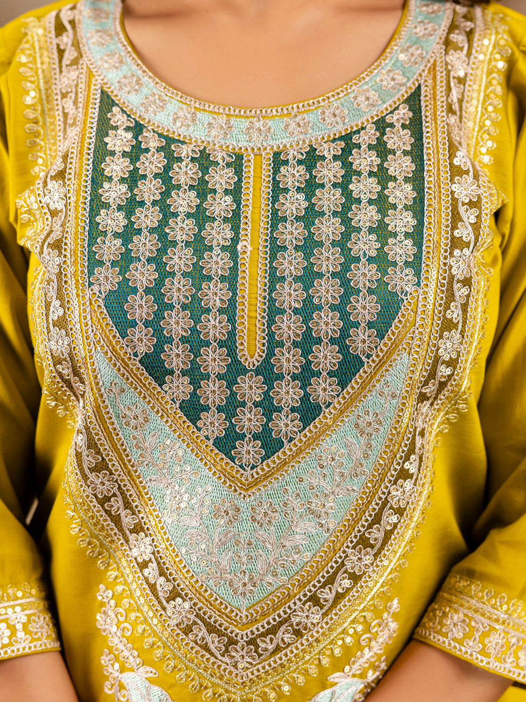 Women's Embroidered Viscose Rayon Calf Length Straight Kurta Trouser with Dupatta Set - FitVibe Fashion