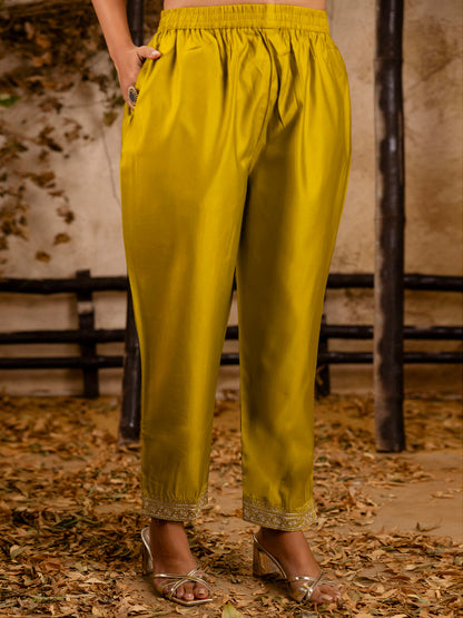 Women's Embroidered Viscose Rayon Calf Length Straight Kurta Trouser with Dupatta Set - FitVibe Fashion