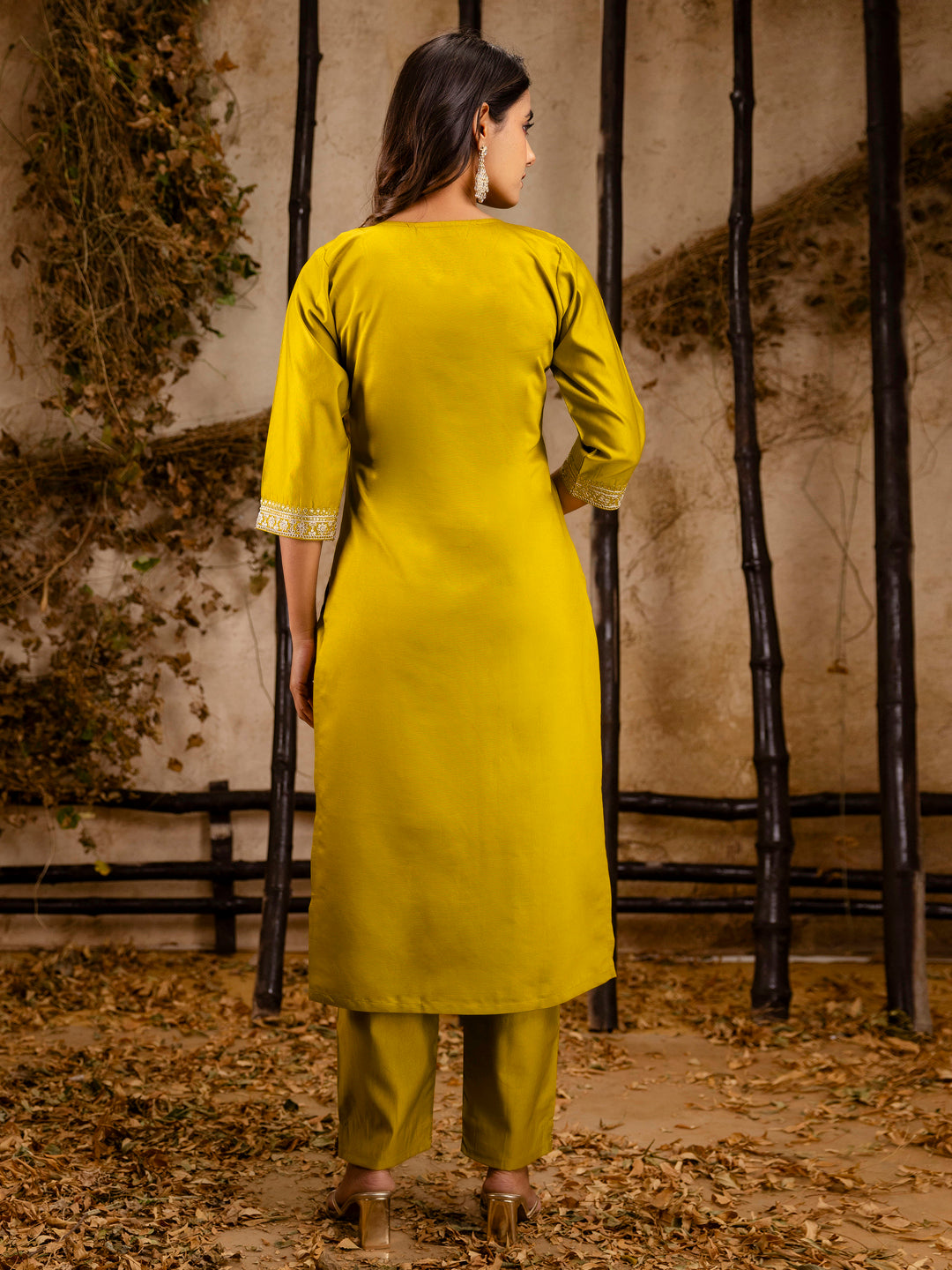 Women's Embroidered Viscose Rayon Calf Length Straight Kurta Trouser with Dupatta Set - FitVibe Fashion