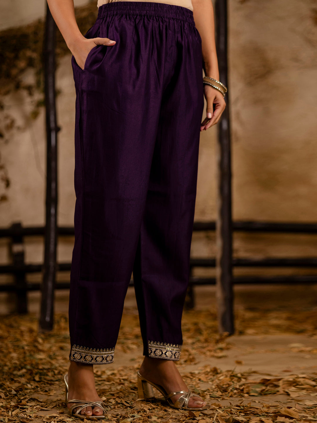 Women's Embroidered Viscose Rayon Calf Length Straight Kurta Trouser with Dupatta Set - FitVibe Fashion