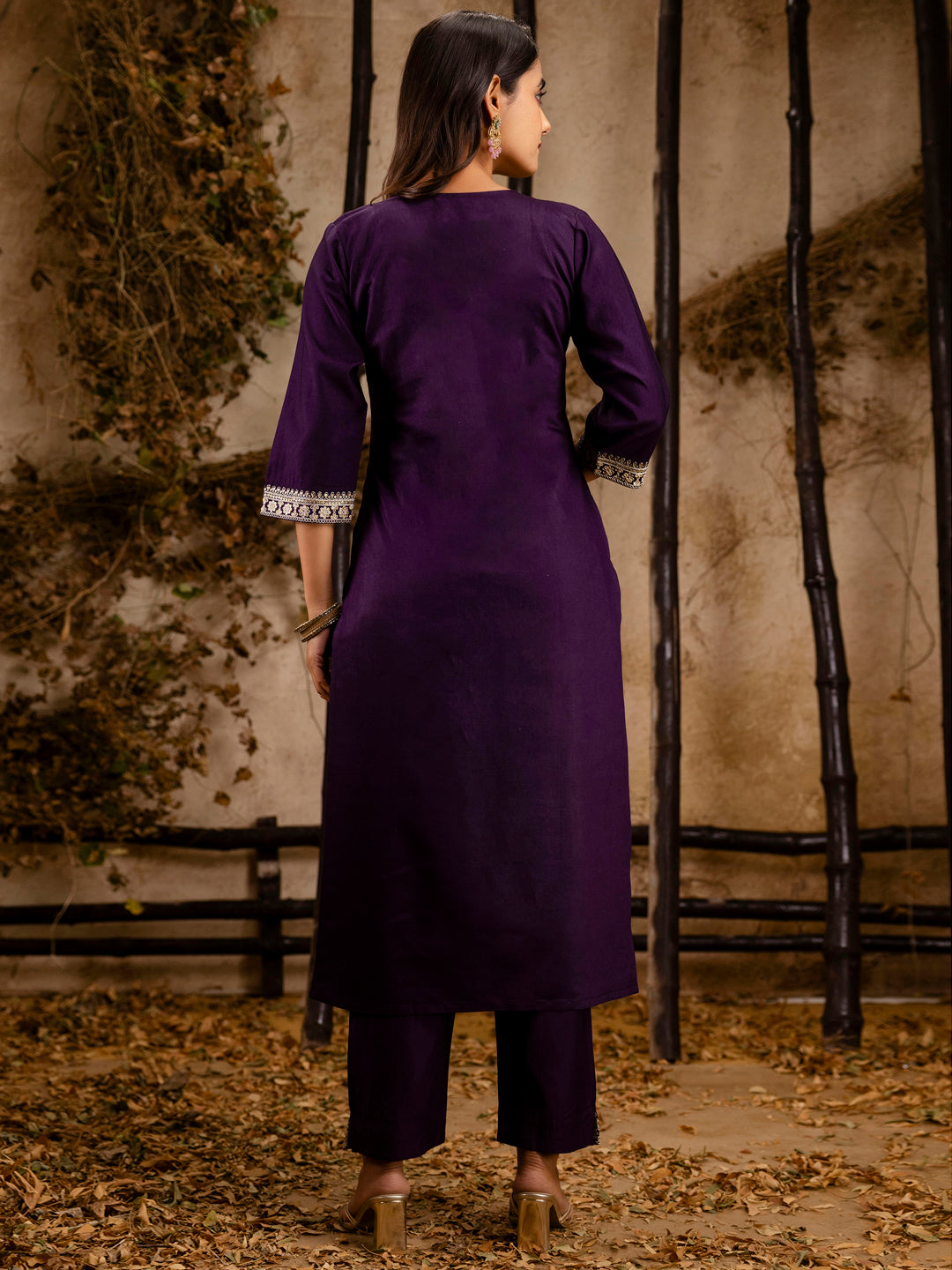 Women's Embroidered Viscose Rayon Calf Length Straight Kurta Trouser with Dupatta Set - FitVibe Fashion