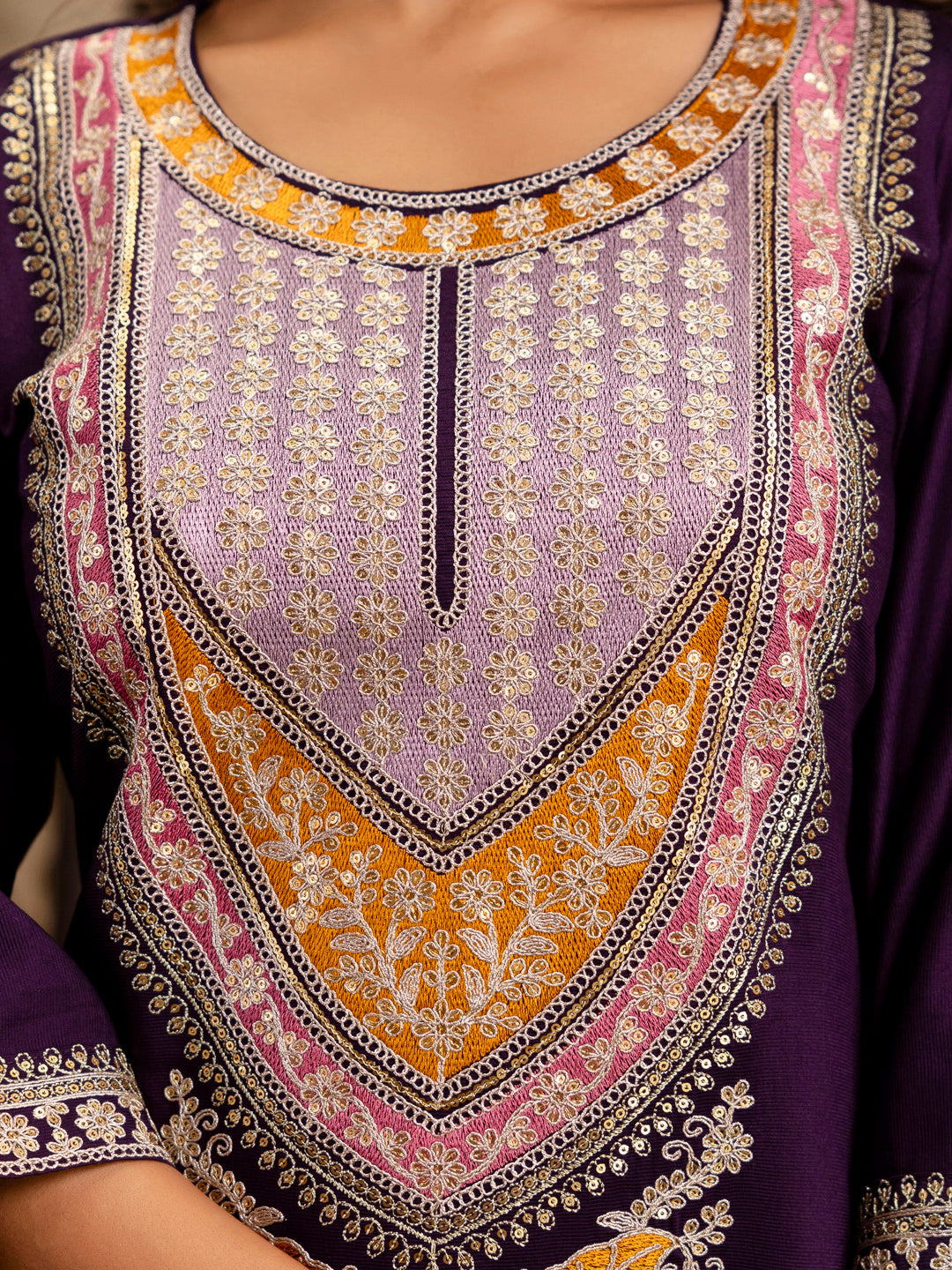 Women's Embroidered Viscose Rayon Calf Length Straight Kurta Trouser with Dupatta Set - FitVibe Fashion