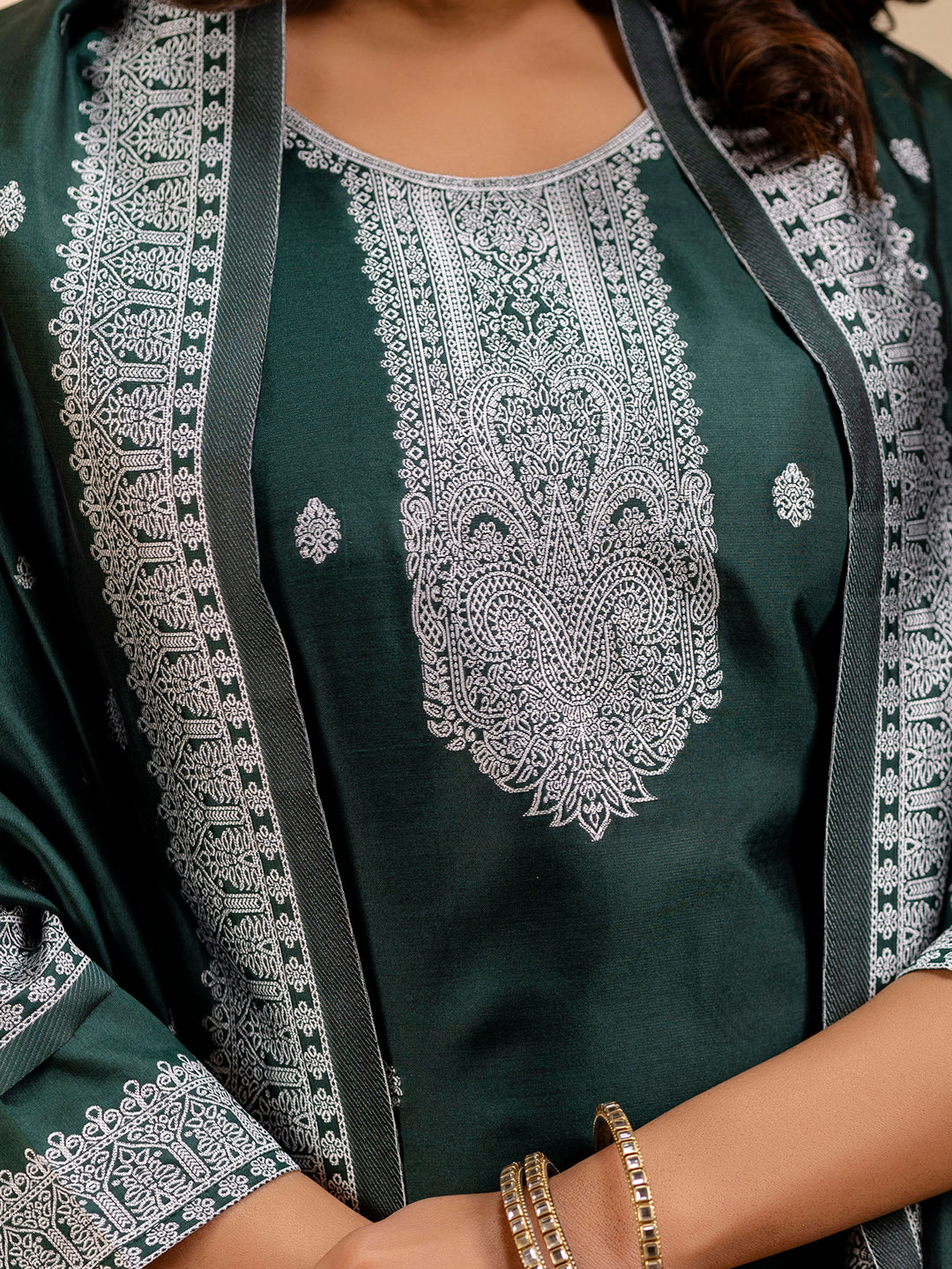 Women's Embroidered Cotton Blend Kurta Pant Sets with Dupatta - FitVibe Fashion