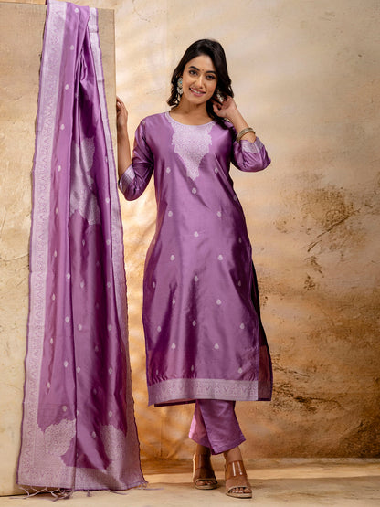 Women's Embroidered Cotton Blend Kurta Pant Sets with Dupatta - FitVibe Fashion