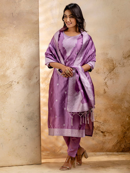 Women's Embroidered Cotton Blend Kurta Pant Sets with Dupatta - FitVibe Fashion