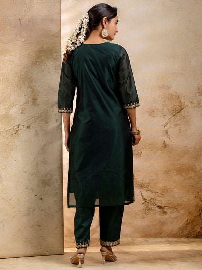 Women Kurta and Pant Sets Chanderi Silk Blend - FitVibe Fashion