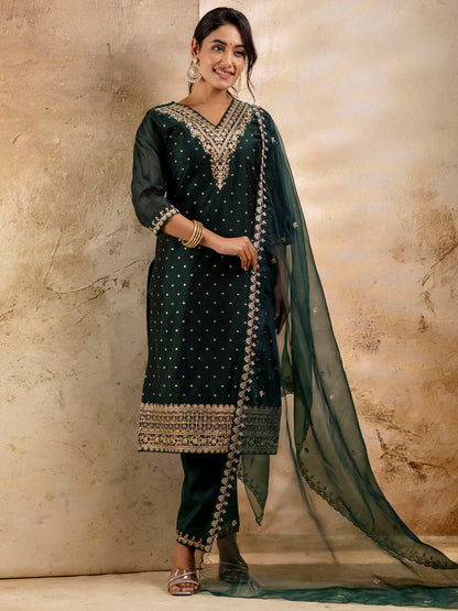 Women Kurta and Pant Sets Chanderi Silk Blend - FitVibe Fashion