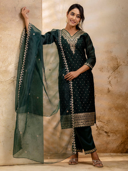 Women Kurta and Pant Sets Chanderi Silk Blend - FitVibe Fashion