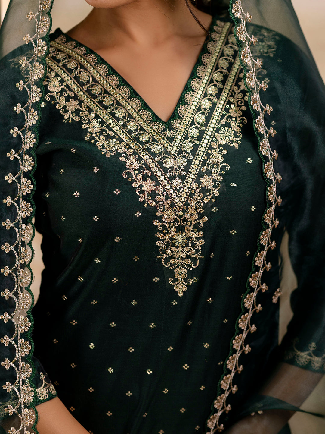 Women Kurta and Pant Sets Chanderi Silk Blend - FitVibe Fashion