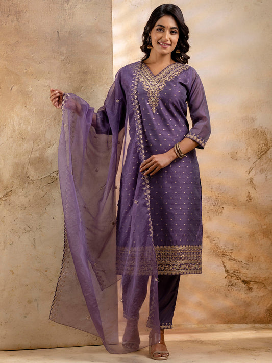 Women Kurta and Pant Sets Chanderi Silk Blend - FitVibe Fashion