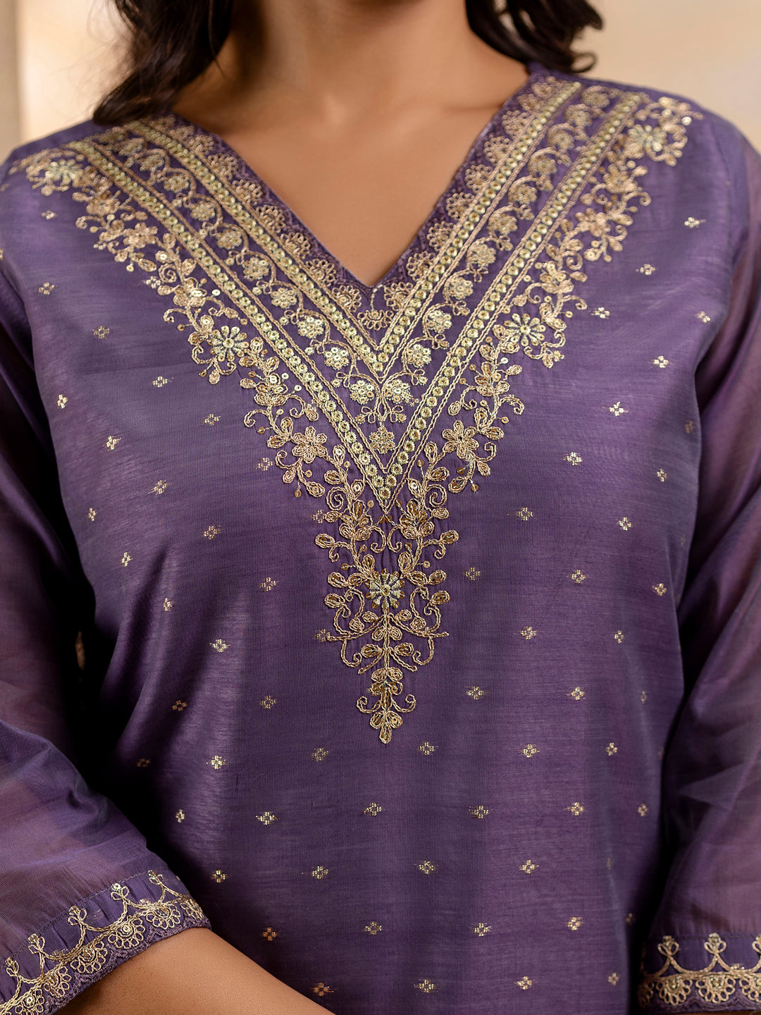 Women Kurta and Pant Sets Chanderi Silk Blend - FitVibe Fashion